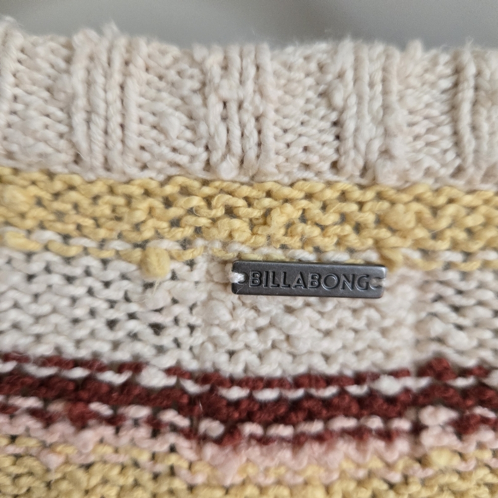 Billabong M Medium Easy Going Stripe Sweater Rose Oversized Drop Sleeve Yellow - Picture 8 of 11